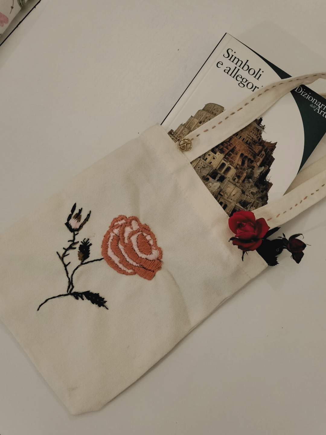 Pink Centifolia - Mini Book-Bouquet Holder